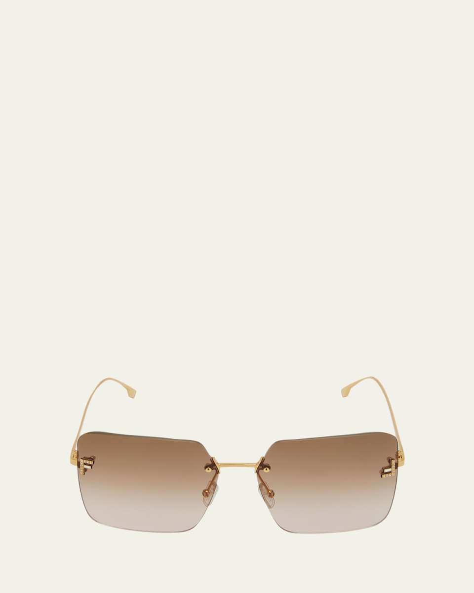 F Monogram Rimless Metal Butterfly Sunglasses